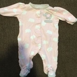 Newborn baby girl pink ruffle butt one piece